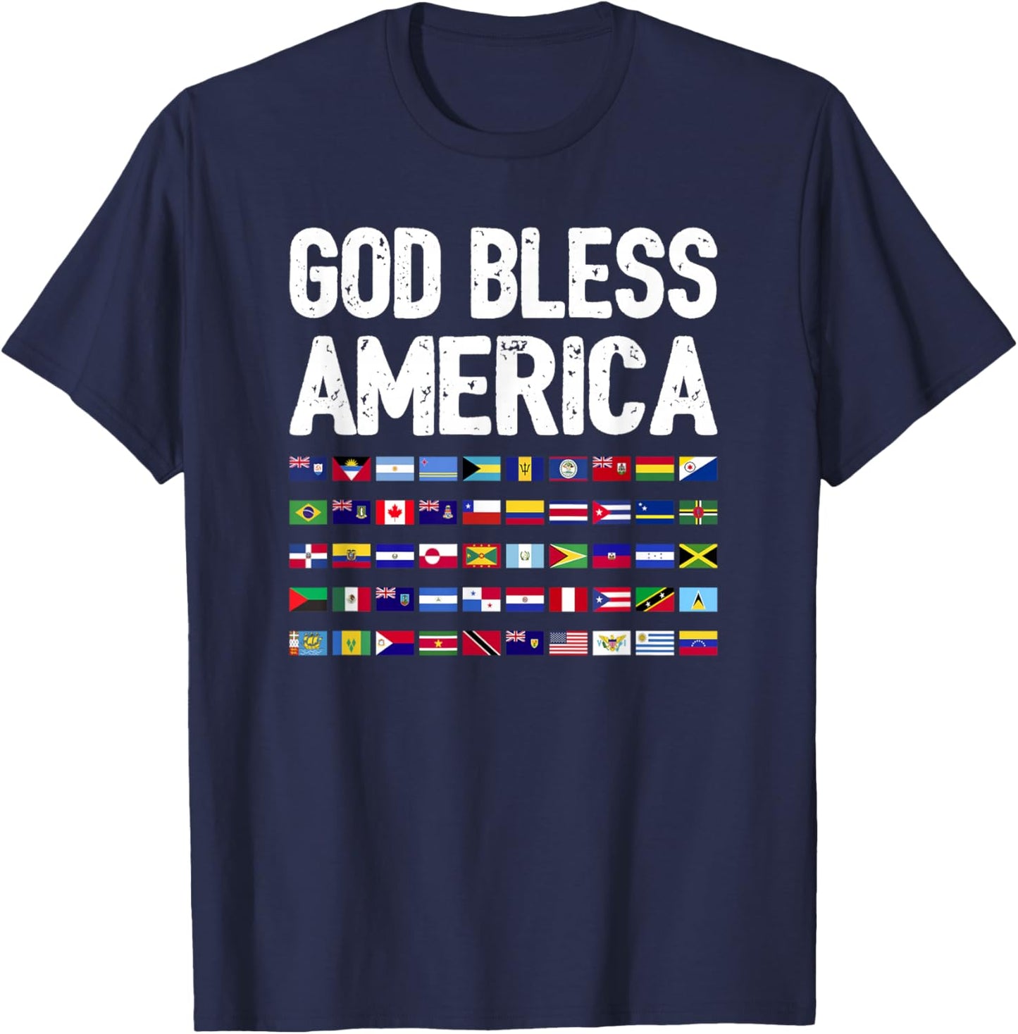 God Bless America All Countries Heritage Latino Pride T-Shirt - T-Shirt | Navy
