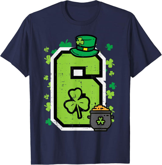 Number 6 St Patricks Day 6 7 Meme Matching Kids Boys Youth T-Shirt - T-Shirt | Navy