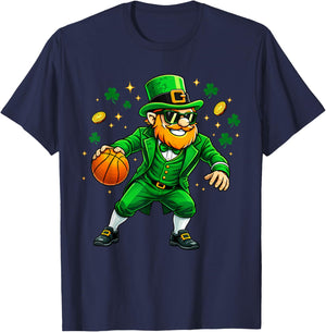 Leprechaun Play Basketball Funny St Patrick's Day Men Boys T-Shirt - T-Shirt | Navy
