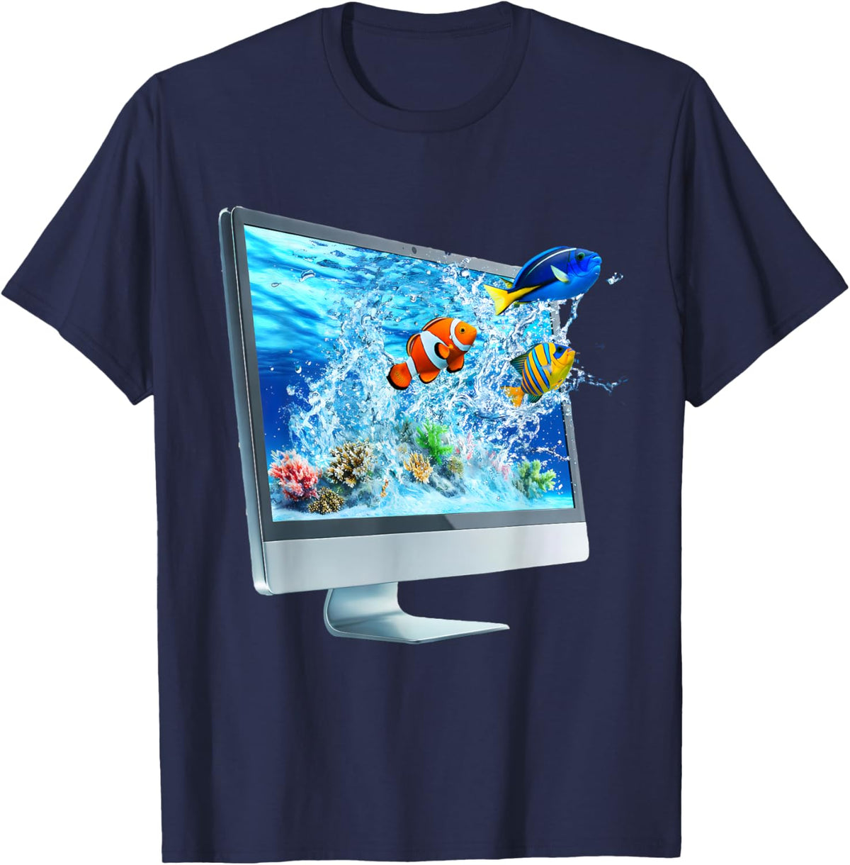 Frutiger Aero Fish T-Shirt - T-Shirt | Navy