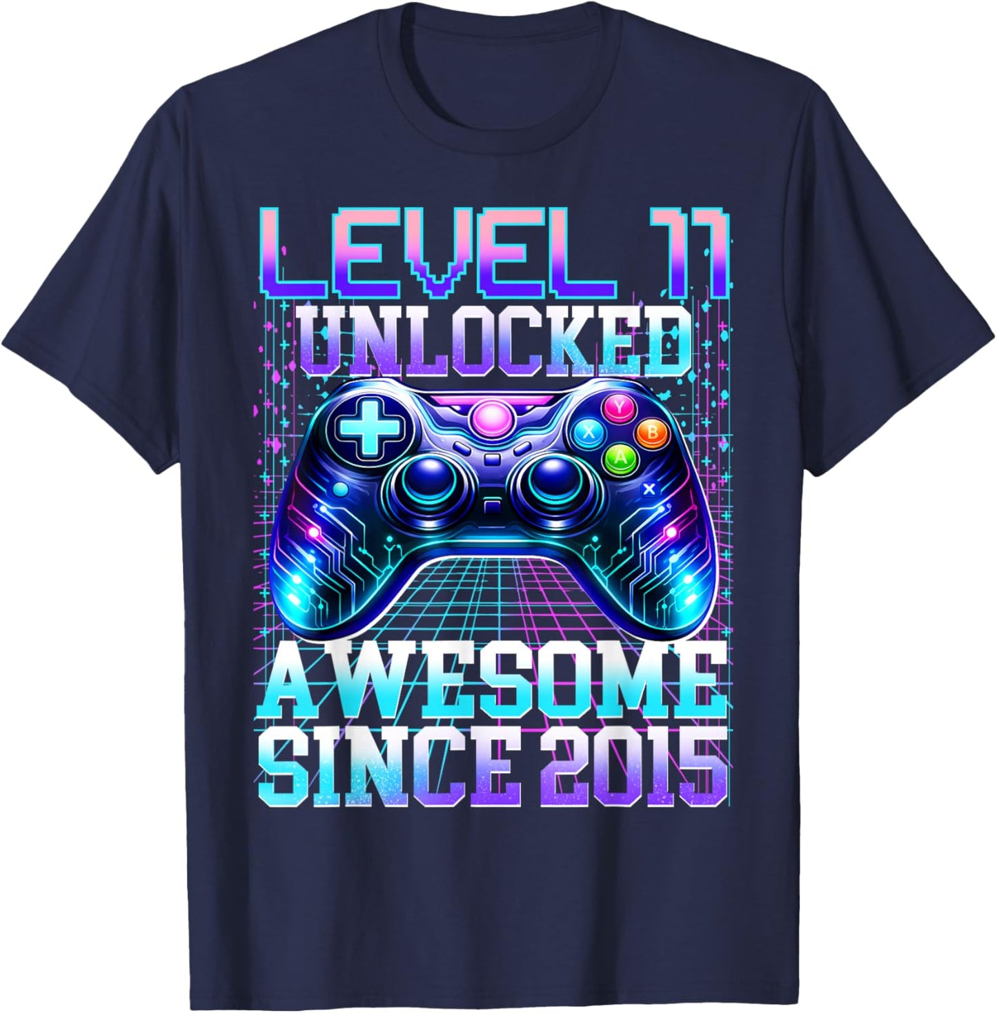 11th Birthday Boys Gamer Level 11 Unlocked Awesome 2015 Bday T-Shirt - T-Shirt | Navy