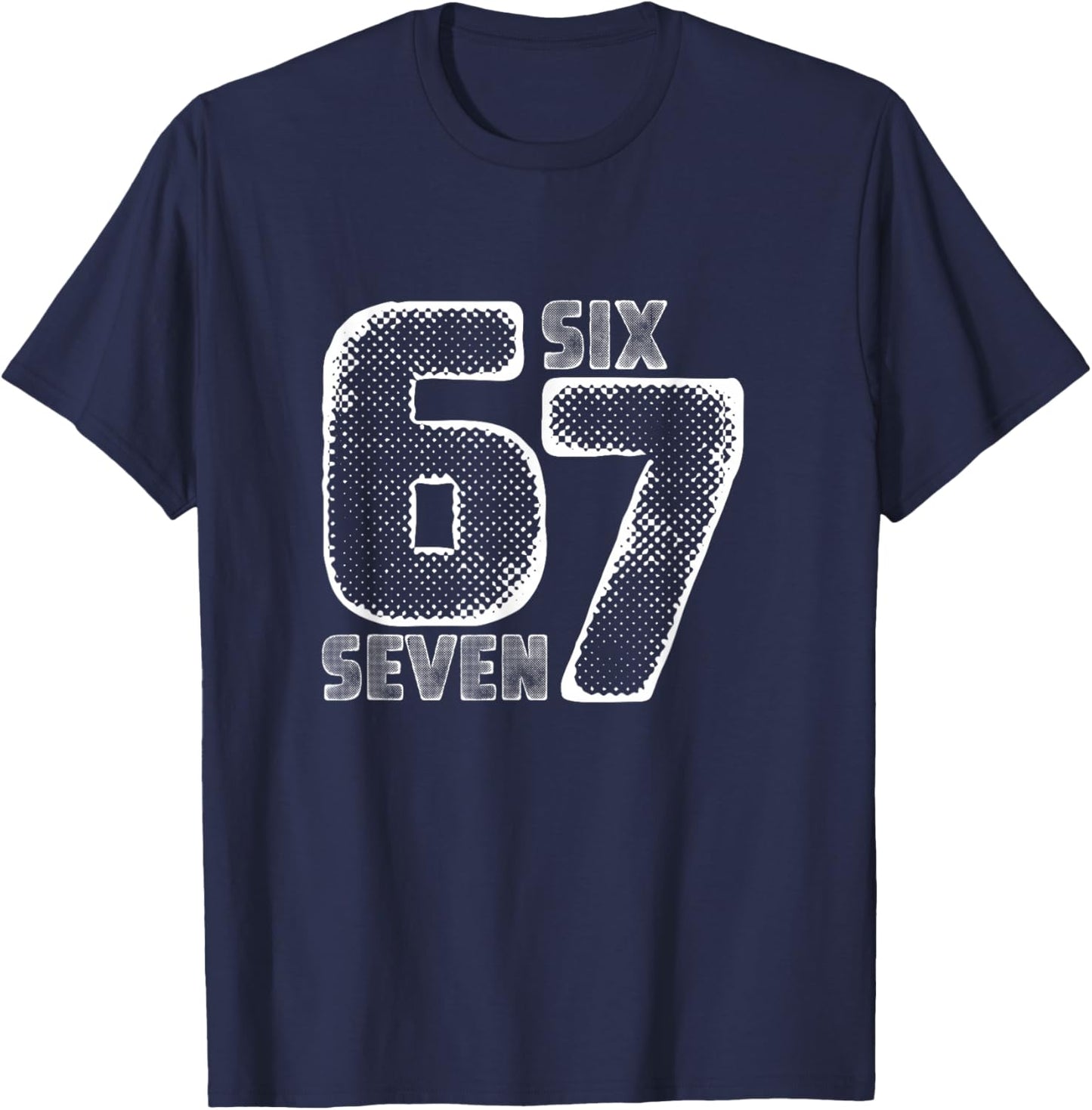Six Seven Retro Meme 67 Number Design T-Shirt - T-Shirt | Navy
