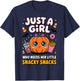 Just a Girl Snacky Snacks Shirt Halloween Food Lover Gifts T-Shirt - T-Shirt | Navy