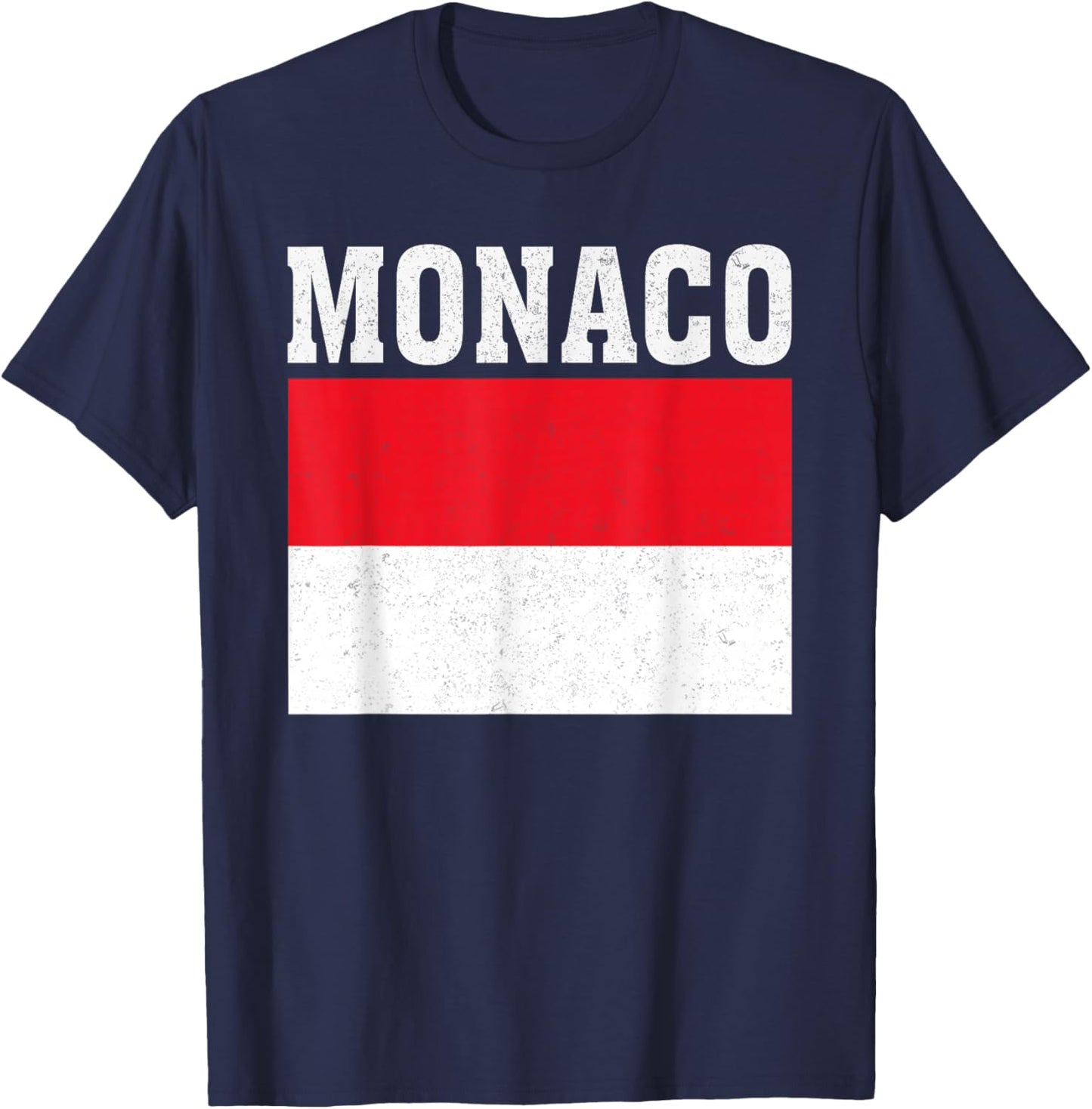 Monaco Flag Patriotic National Roots Souvenir T-Shirt - T-Shirt | Navy