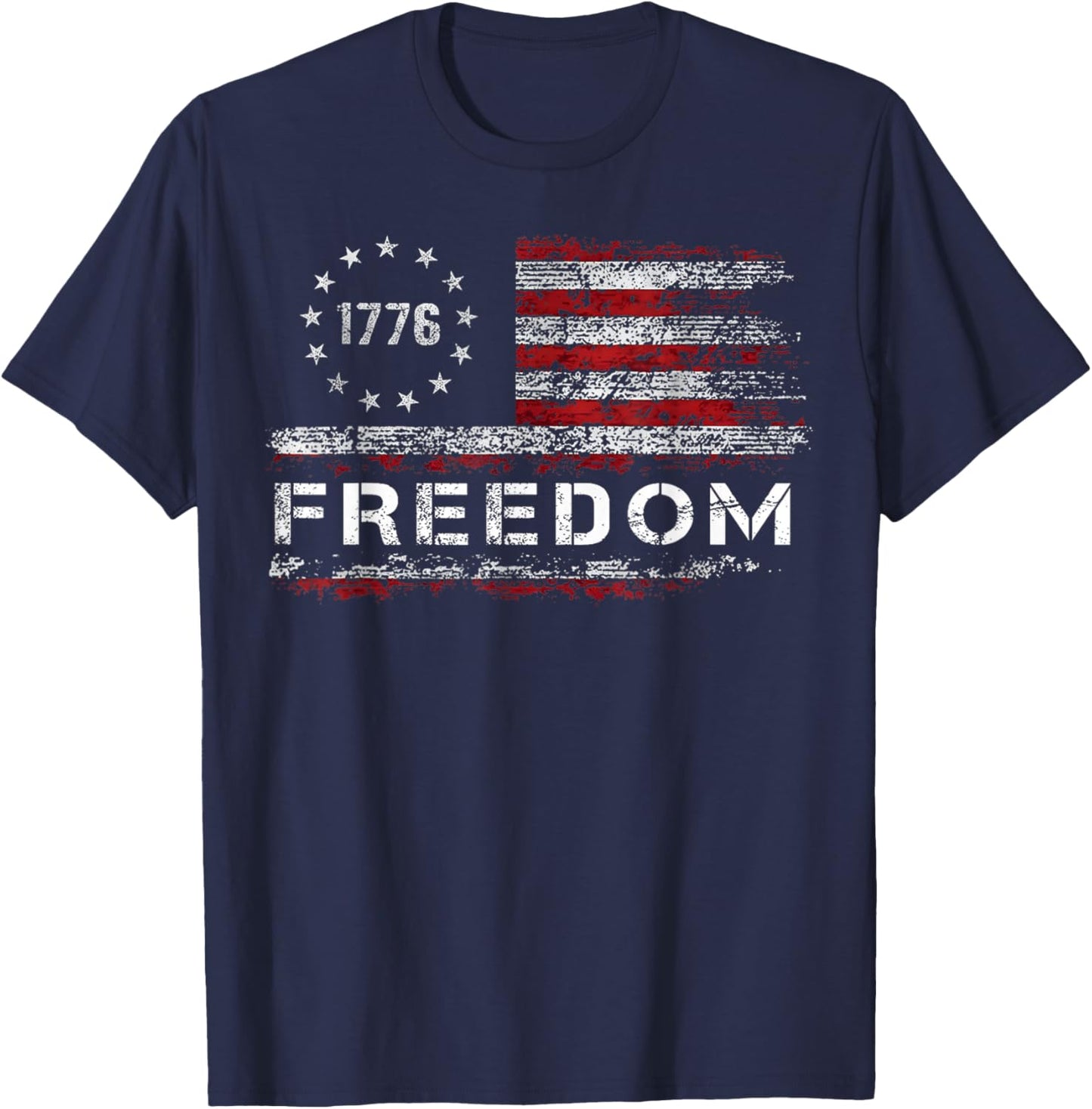 Freedom Vintage America Flag T-Shirt - T-Shirt | Navy