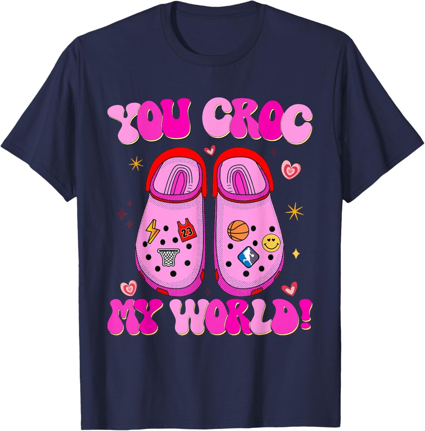 Retro You Croc My World Funny Valentine T-Shirt - T-Shirt | Navy