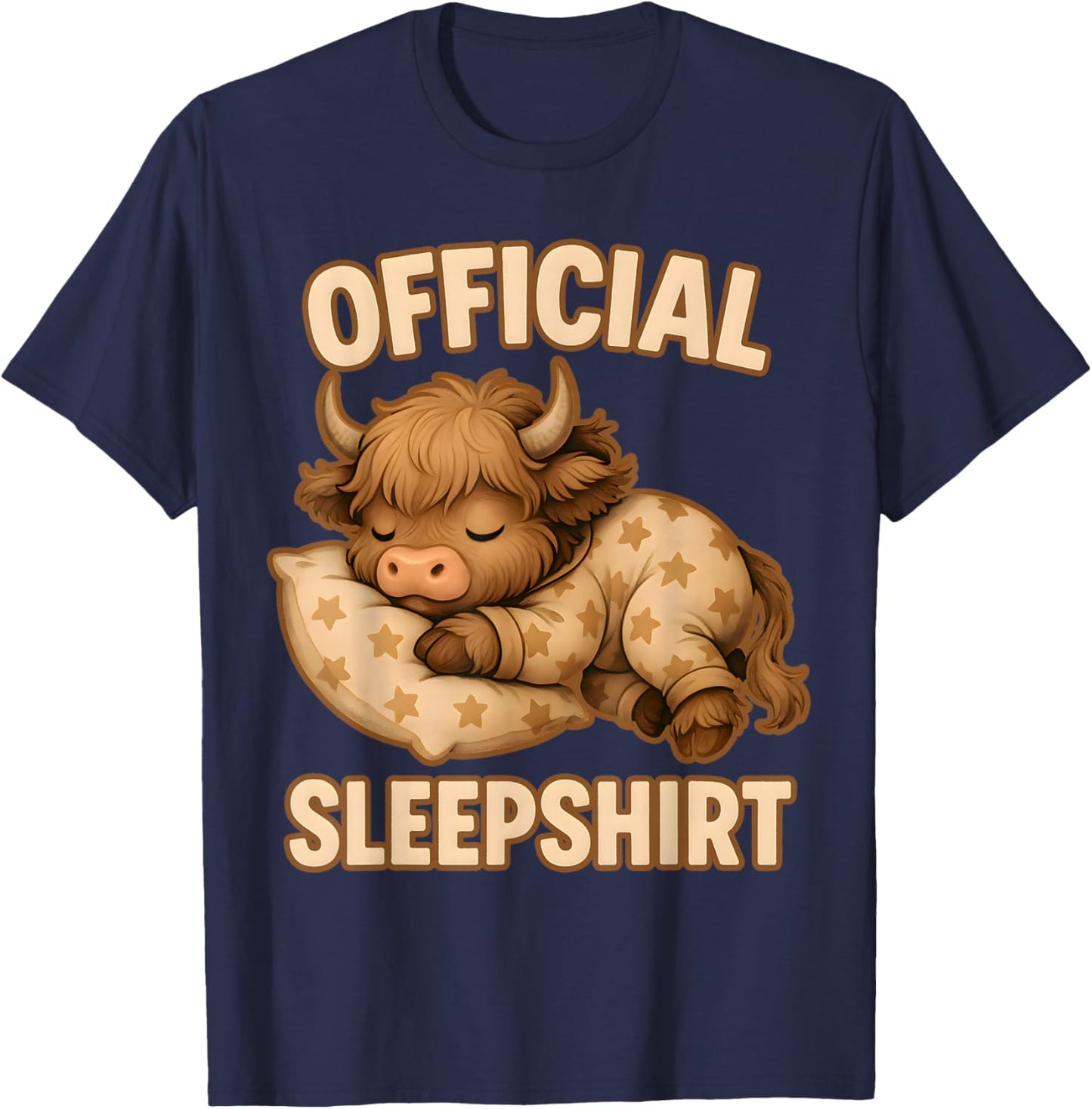 Highland_Cow - Official Sleepshirt Pajamas Nightgown T-Shirt - T-Shirt | Navy
