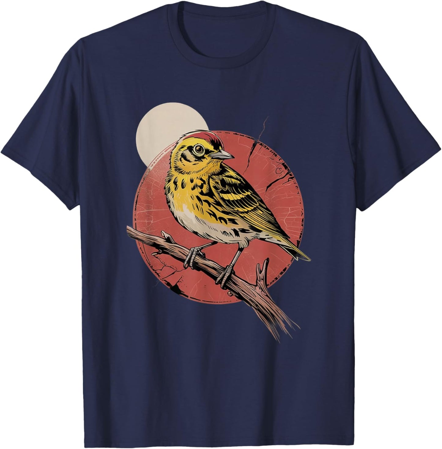 Vintage Yellow Songbird Retro Birdwatching Nature Bird T-Shirt - T-Shirt | Navy