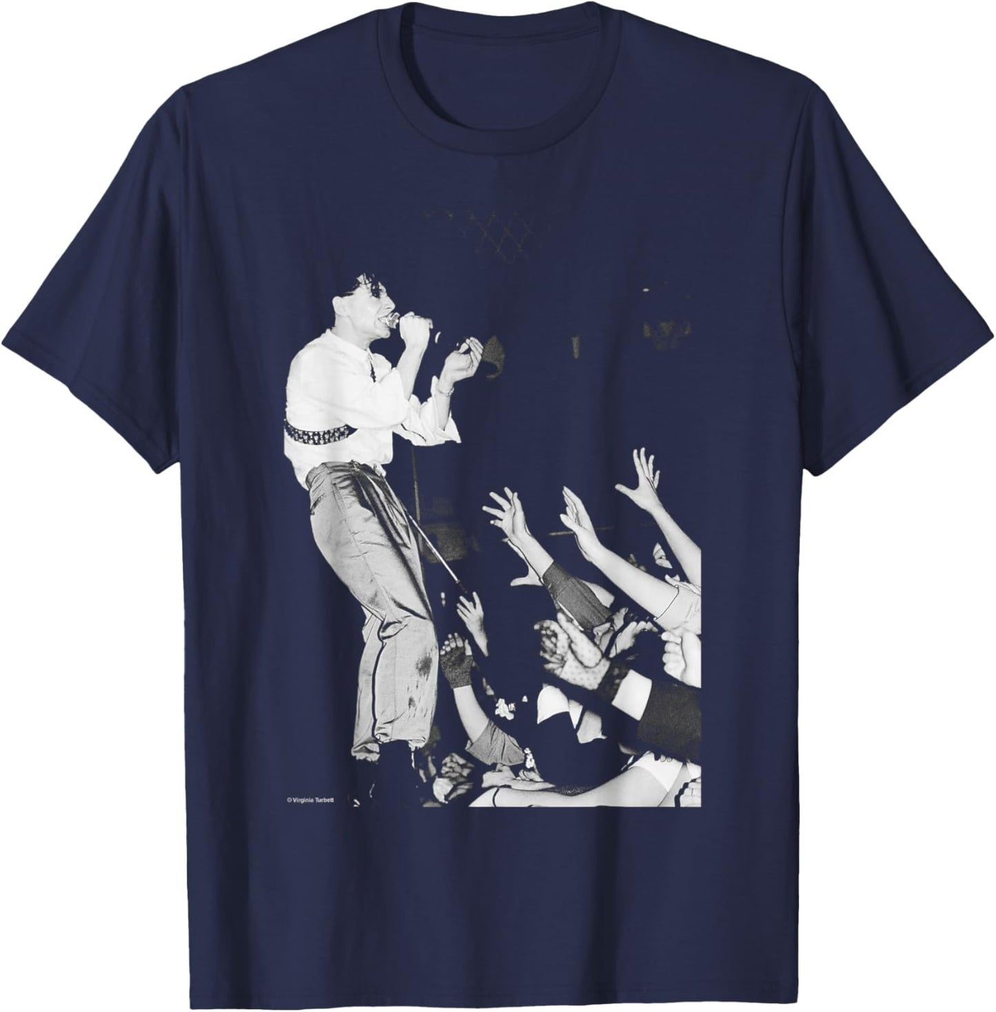 Jim Kerr Simple Minds New Gold Tour 1982 by Virginia Turbett T-Shirt - T-Shirt | Navy