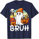 Bruh Ghost Funny Halloween Boo Spooky Halloween Bruh Ghost T-Shirt - T-Shirt | Navy