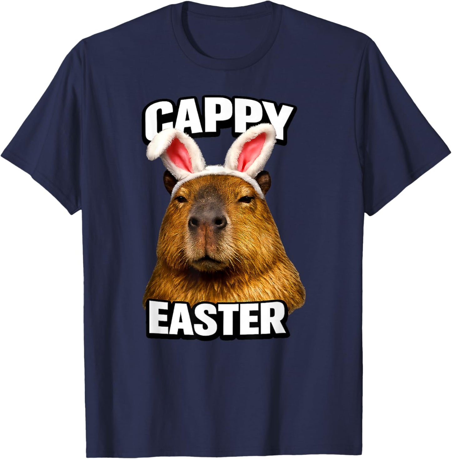 Funny Cappy Easter Capybara Meme T-Shirt - T-Shirt | Navy
