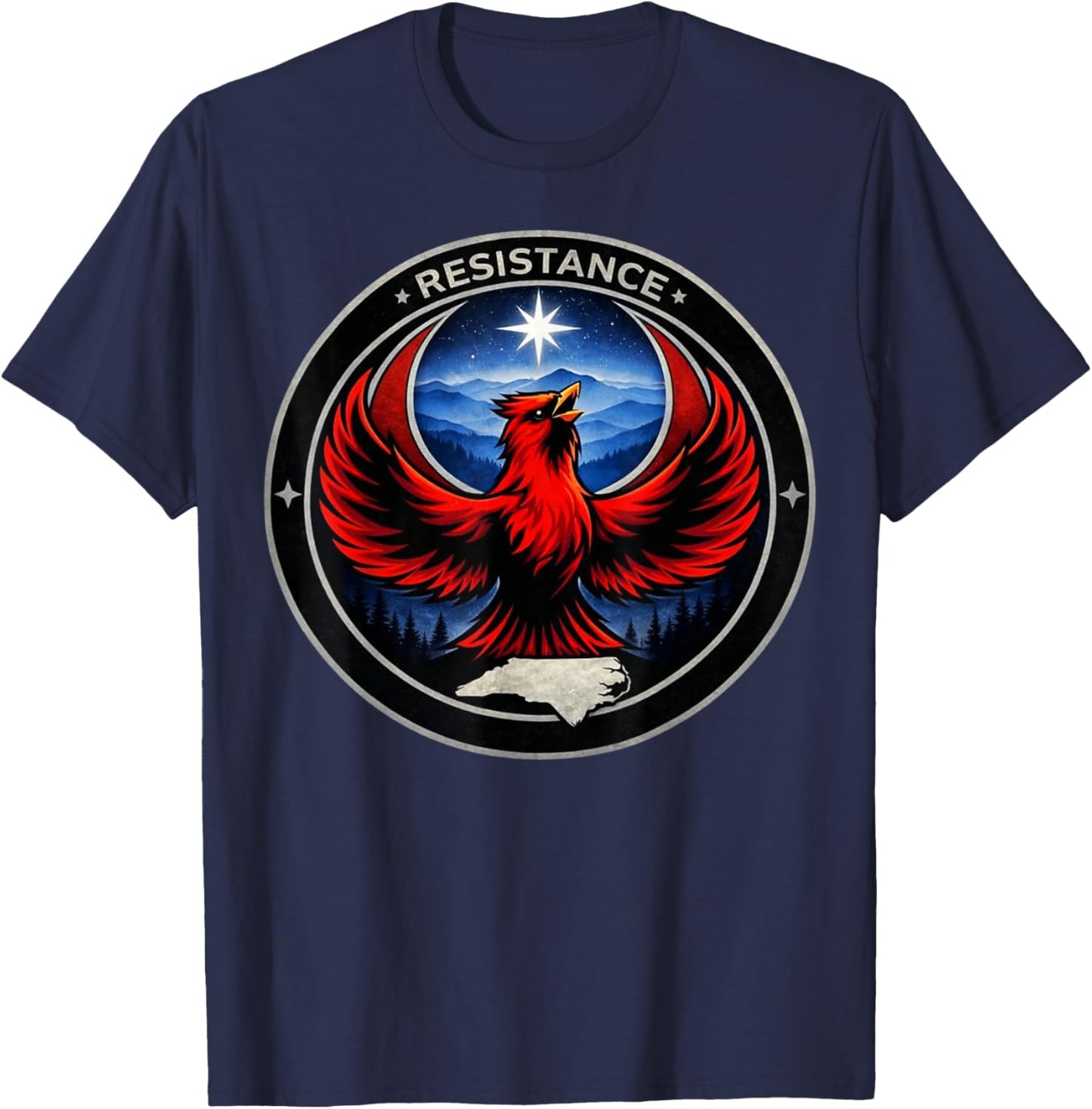 North Carolina NC Rebel Bird Alliance Resistance No Kings T-Shirt - T-Shirt | Navy