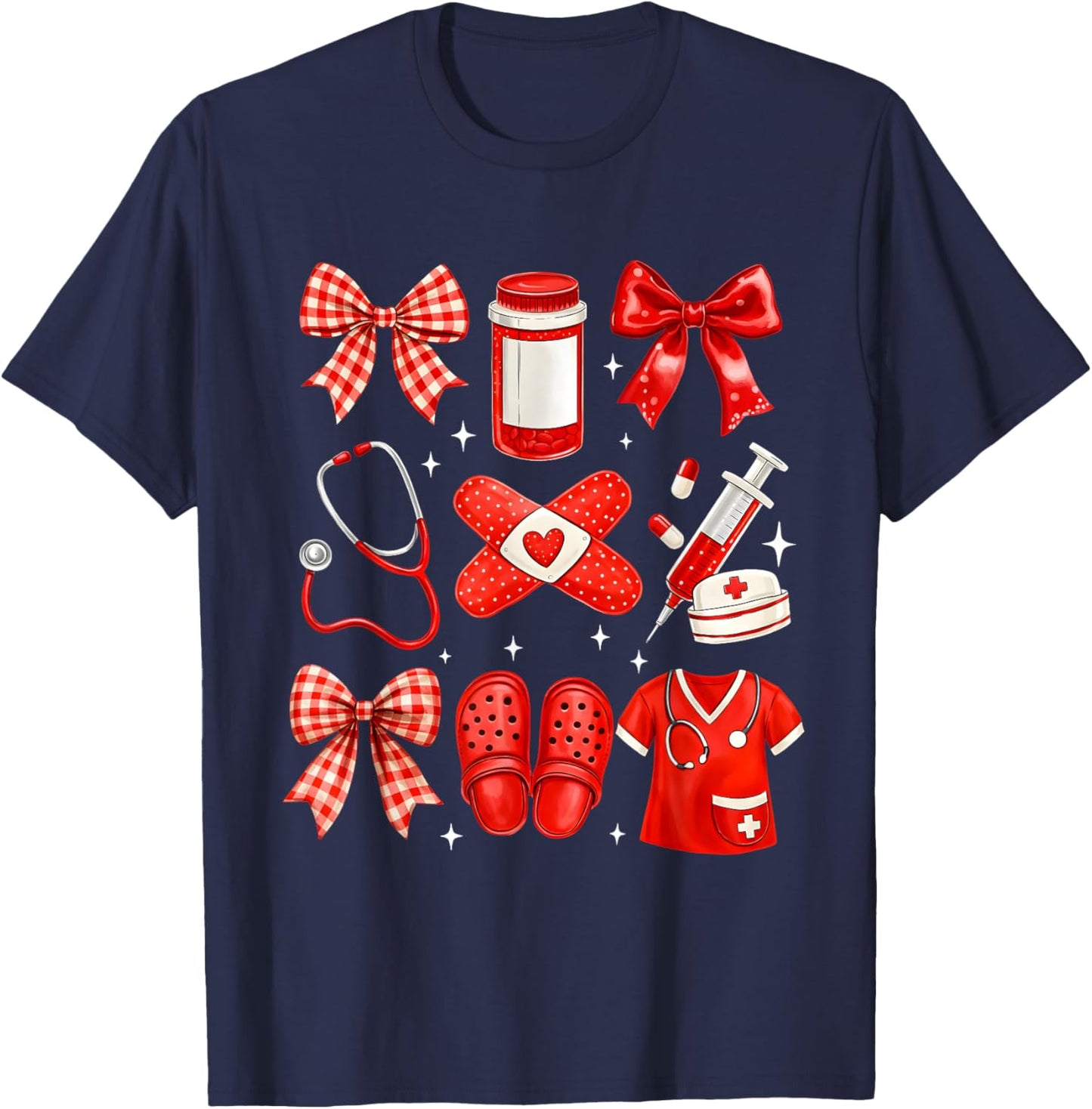Nurse Valentines Cute Coquette Nursing T-Shirt - T-Shirt | Navy