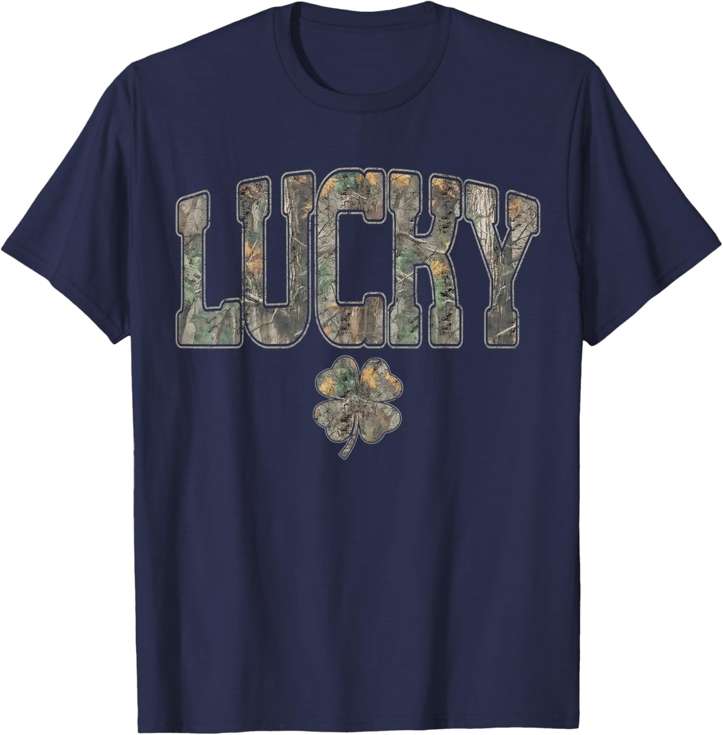 Retro Old Camo Lucky Shamrock Camouflage St Patrick's Day T-Shirt - T-Shirt | Navy