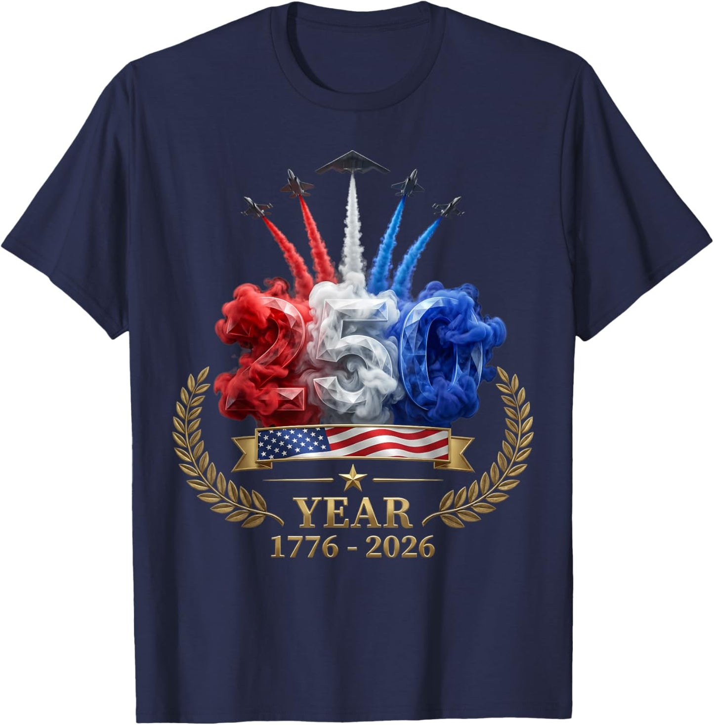 Independence Day 250th Anniversary USA Shirt Patriotic 2026 T-Shirt - T-Shirt | Navy