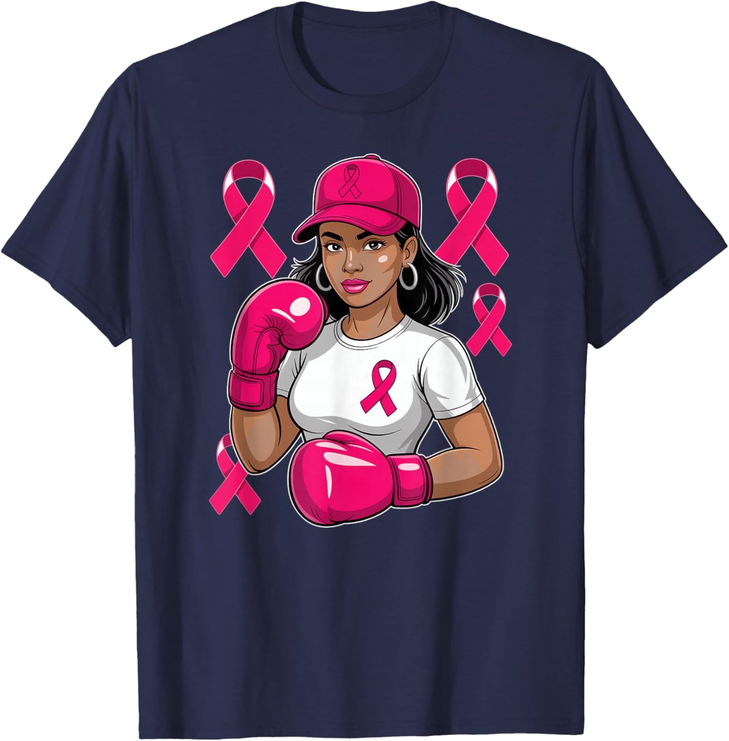 Breast Cancer Awareness Fighter T-Shirt - T-Shirt | Navy