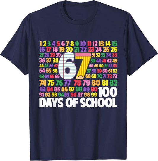 100th Day 100 Days of School Shirt Boys Kids Teacher T-Shirt - T-Shirt | Navy