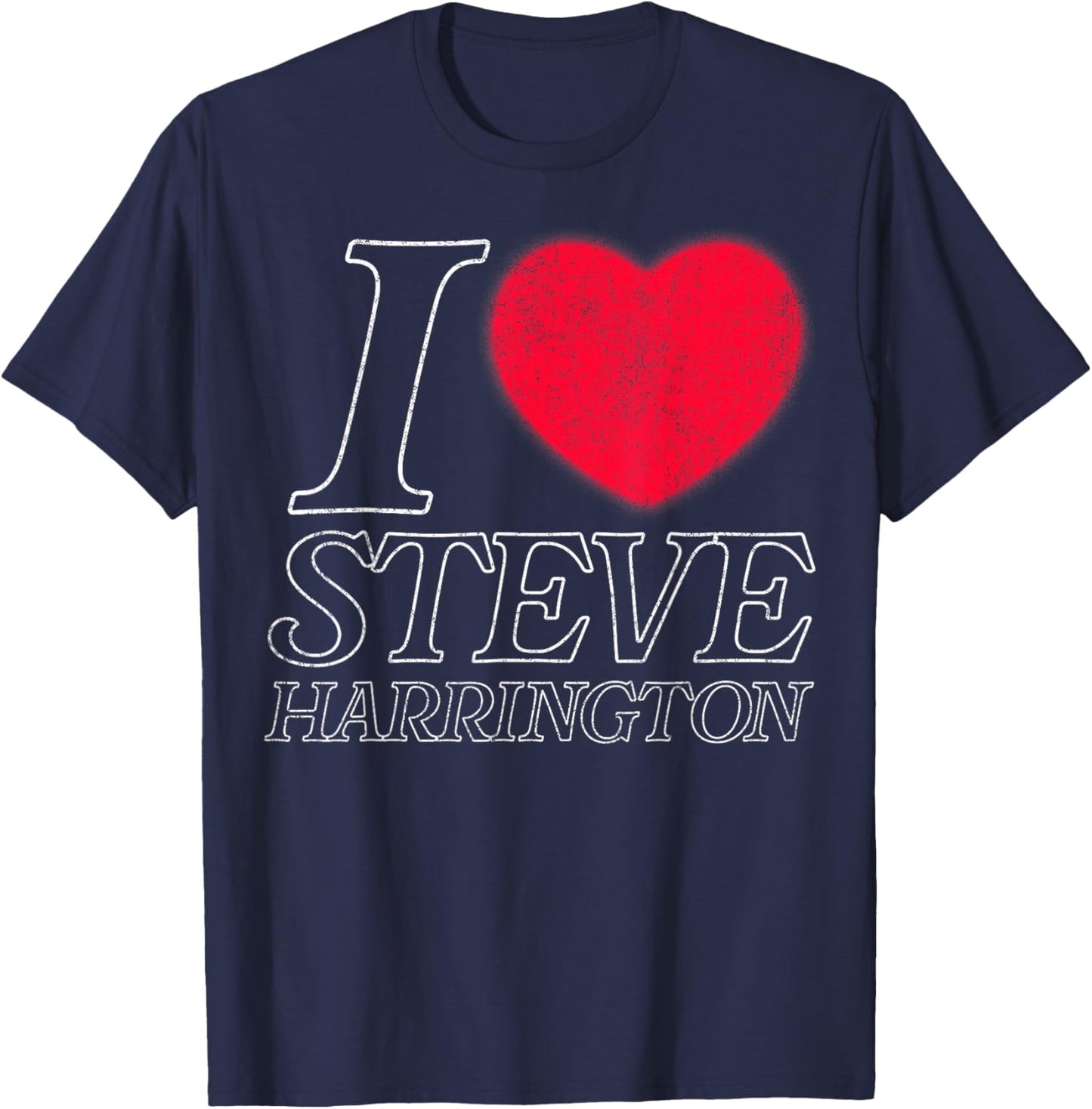 Stranger Things I Heart Steve Harrington Faded Red Heart T-Shirt - T-Shirt | Navy