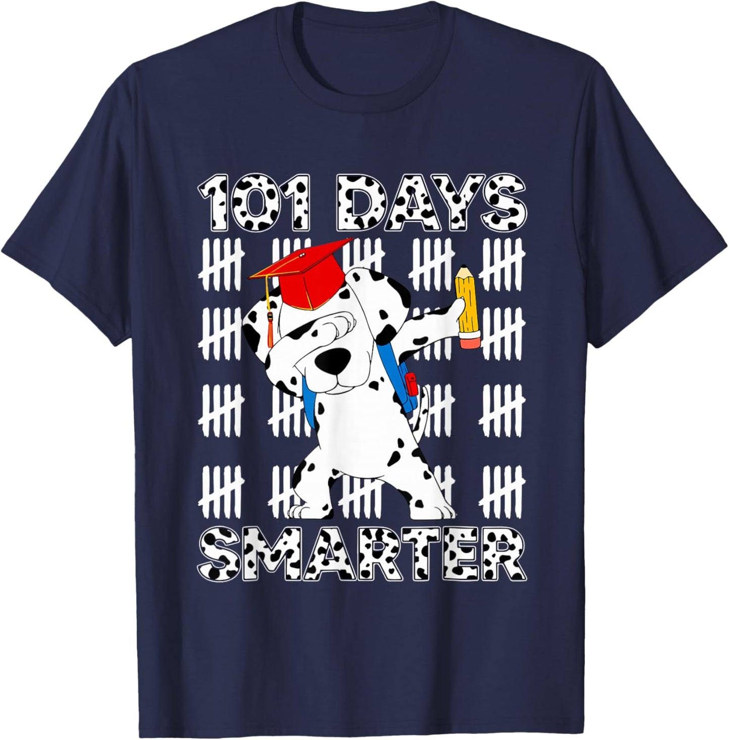 100 Days School Dabbing Dalmatian Dog Teachers Kids Teen T-Shirt - T-Shirt | Navy