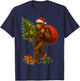Angry Bigfoot Santa Christmas Tree Lights Xmas Men Sasquax T-Shirt - T-Shirt | Navy