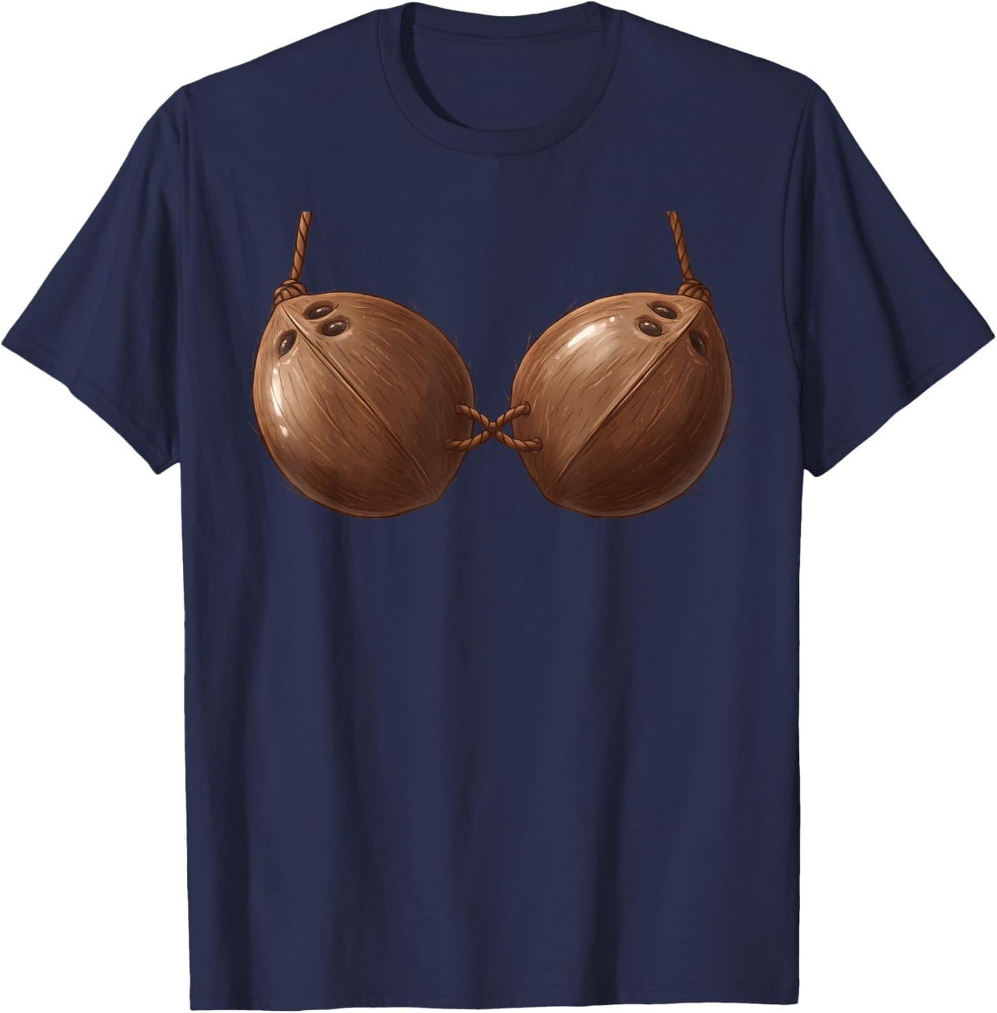 Funny Summer Coconut Bra Halloween Costume Tropical Fruit T-Shirt - T-Shirt | Navy