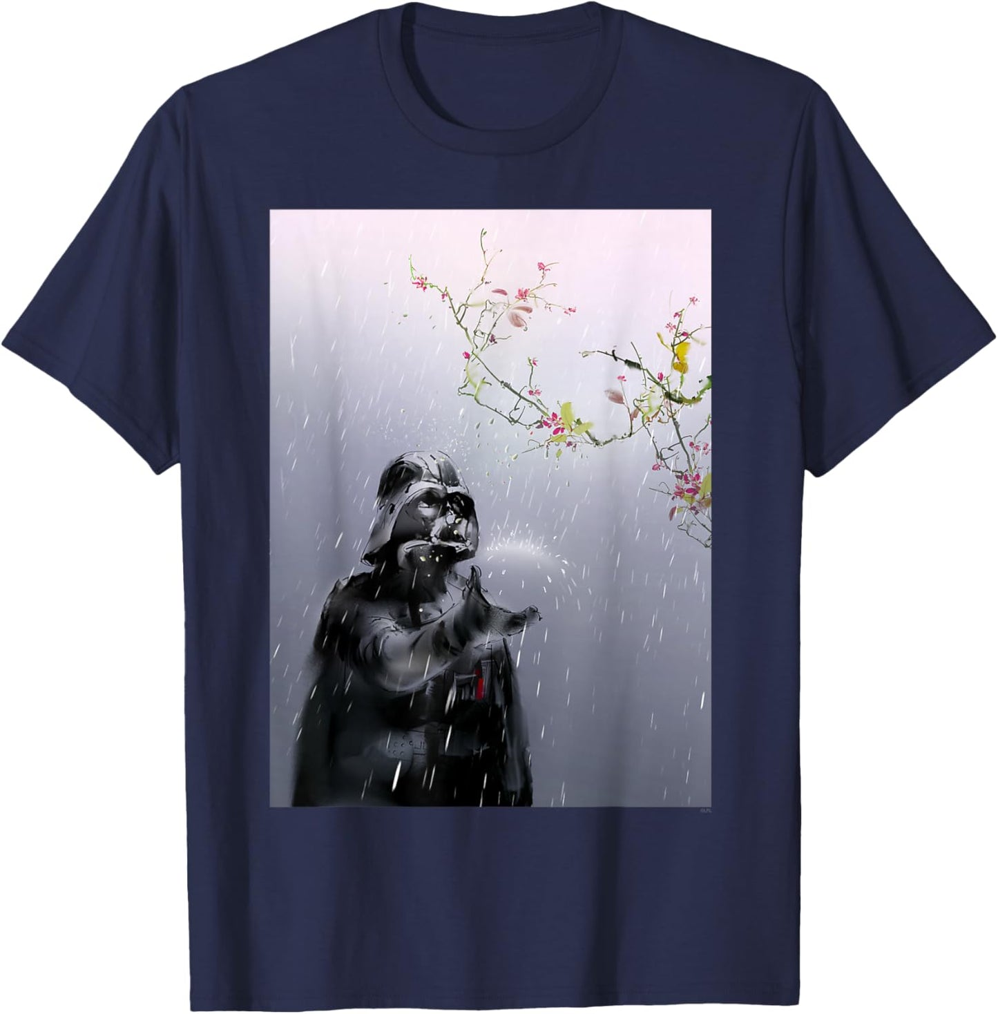 Star Wars Darth Vader Spring Cherry Blossoms Sakura Art T-Shirt - T-Shirt | Navy