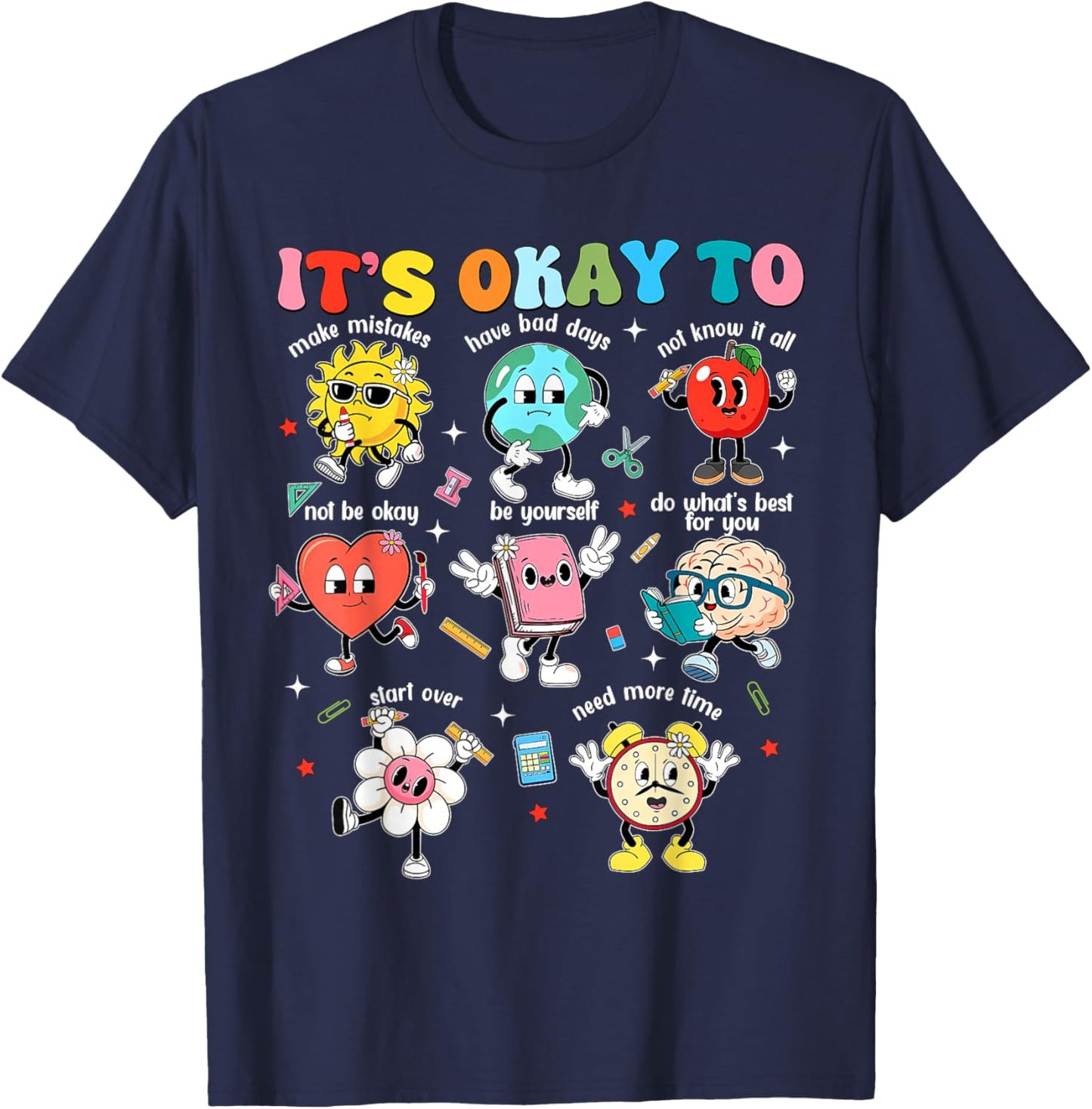 Cute Funny It's Okay to Be Different Neurodiversity Autism T-Shirt - T-Shirt | Navy