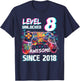 Level 8 Unlocked Video Gamer 8th Birthday Video Gamer Boys T-Shirt - T-Shirt | Navy