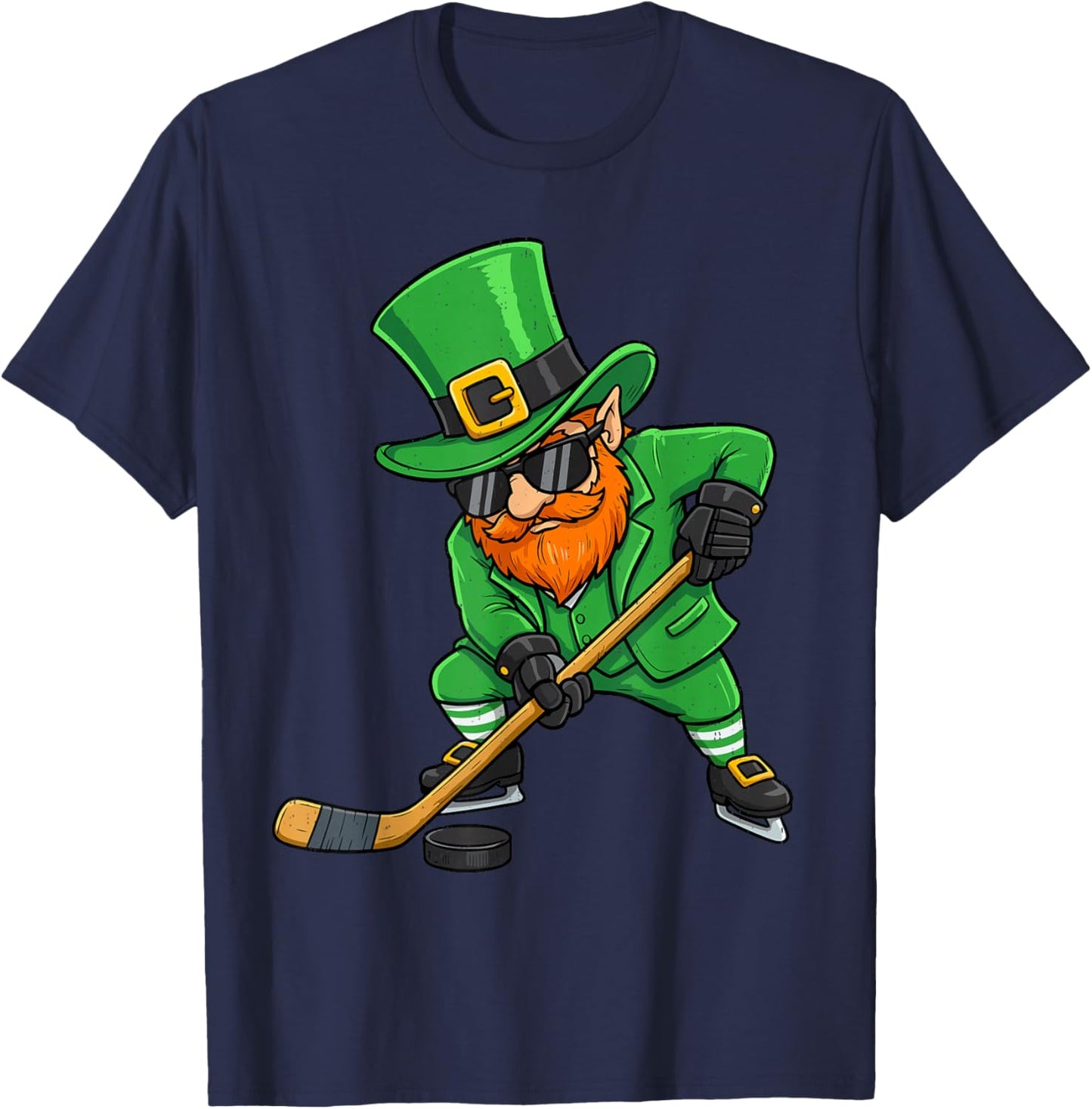 Leprechaun Ice Hockey Green St Patricks Day Sport Boys Kids T-Shirt - T-Shirt | Navy