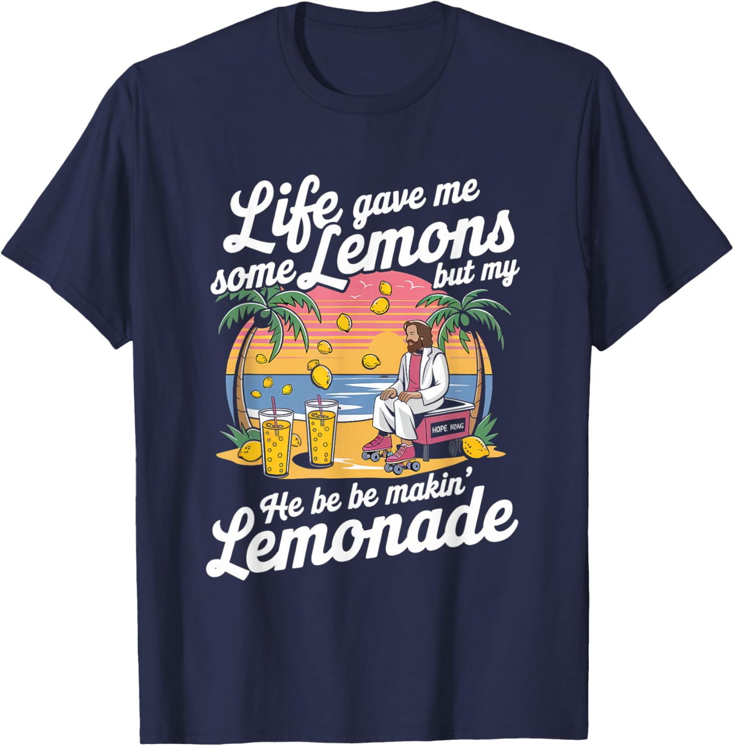 Life Gave Me Some Lemons Jesus Christian Cross Bible T-Shirt - T-Shirt | Navy