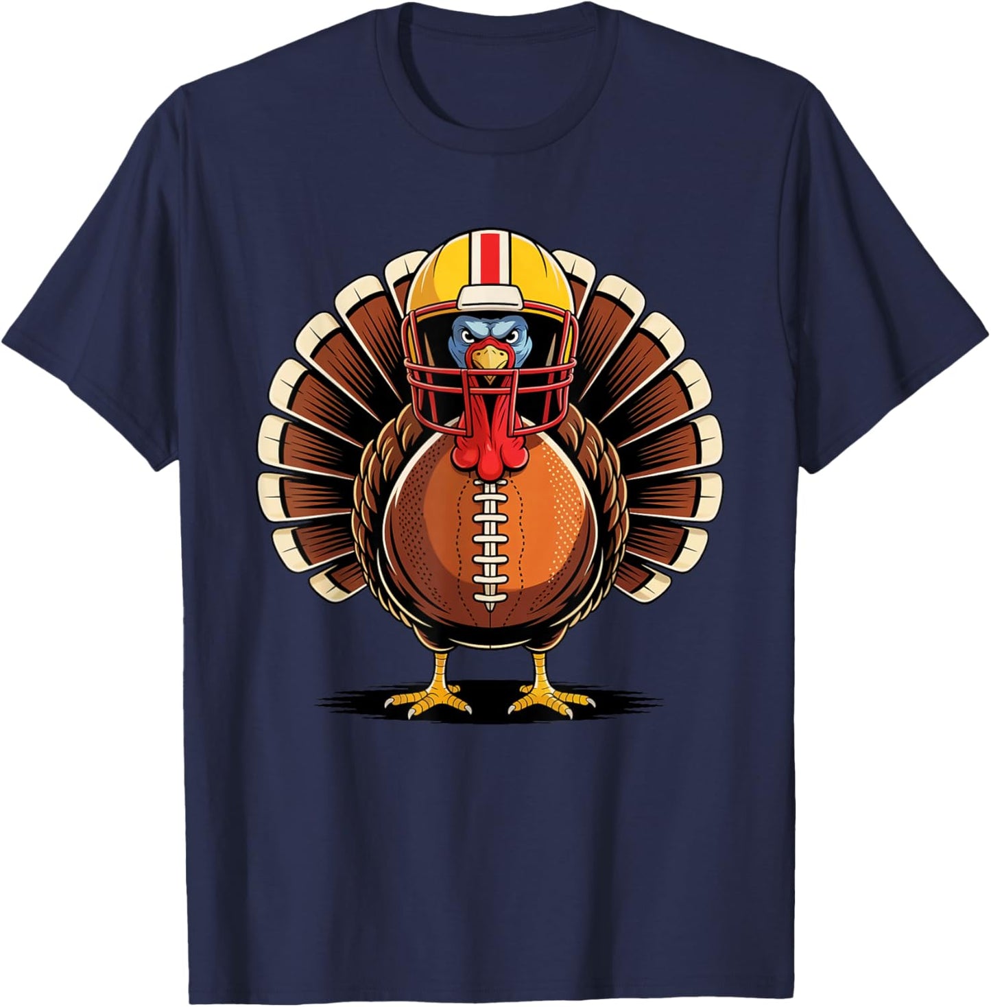 Football Turkey Fan Funny Thanksgiving Football Men Women T-Shirt - T-Shirt | Navy