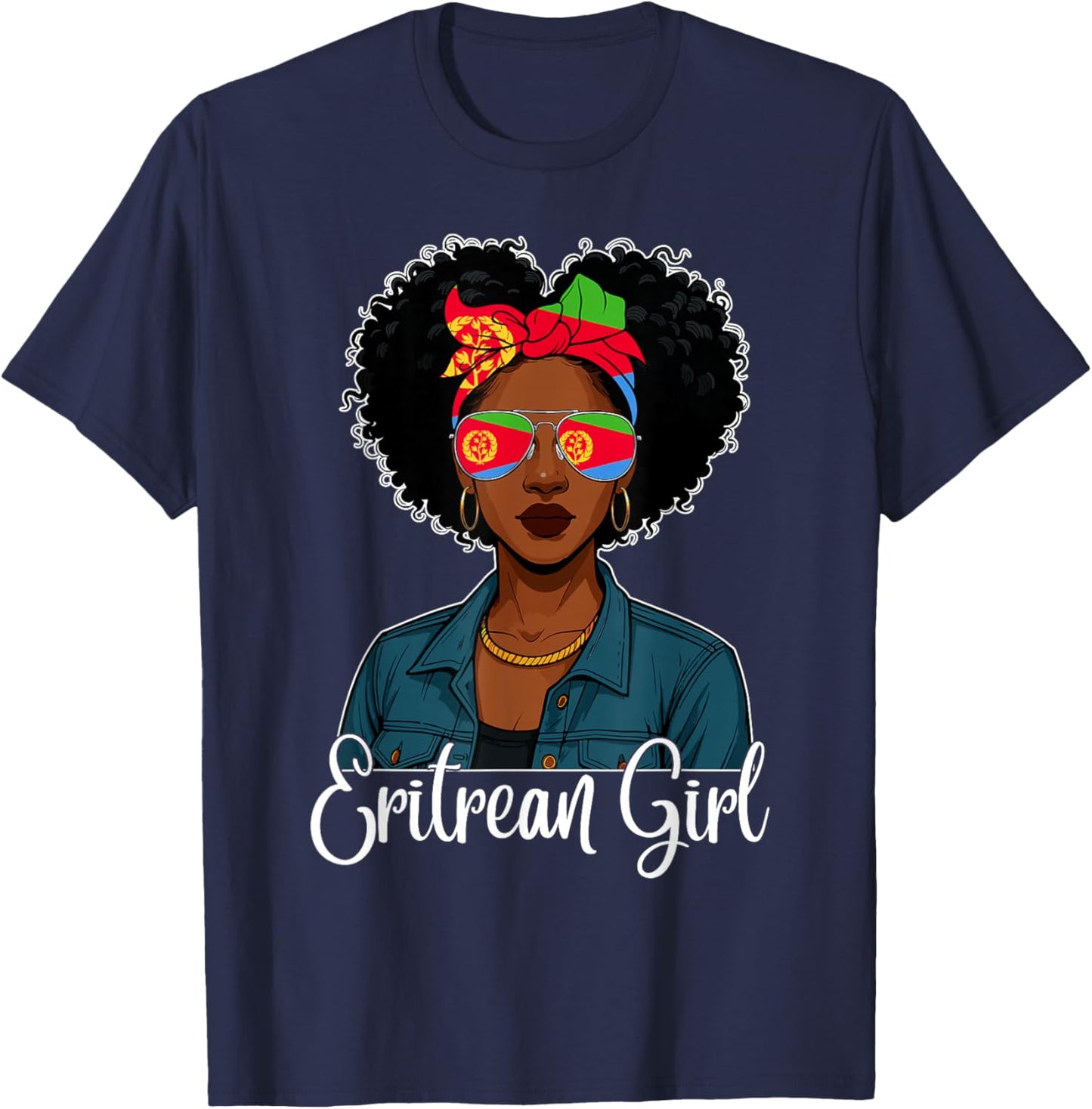 Eritrean Girl Black History Month Eritrea Flag Pride Girls T-Shirt - T-Shirt | Navy