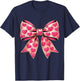 Pink Boquette Bow Happy Valentine Girls Kids T-Shirt - T-Shirt | Navy