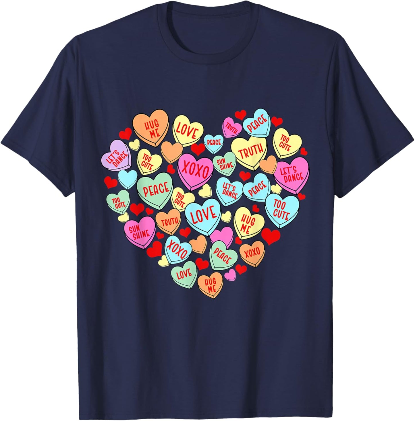 Valentines Day Heart Conversation Candy Sweetheart Kid Women T-Shirt - T-Shirt | Navy