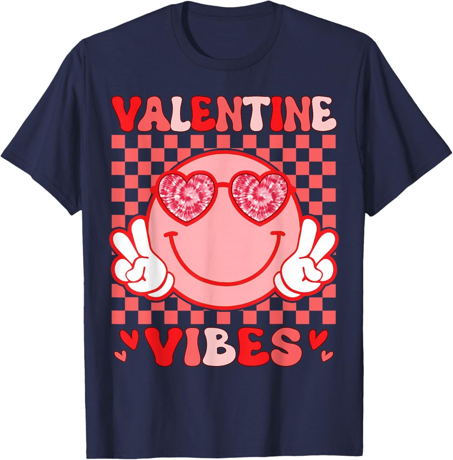 Valentine Vibes Hippie Valentines Day Shirts for Girls Women T-Shirt - T-Shirt | Navy