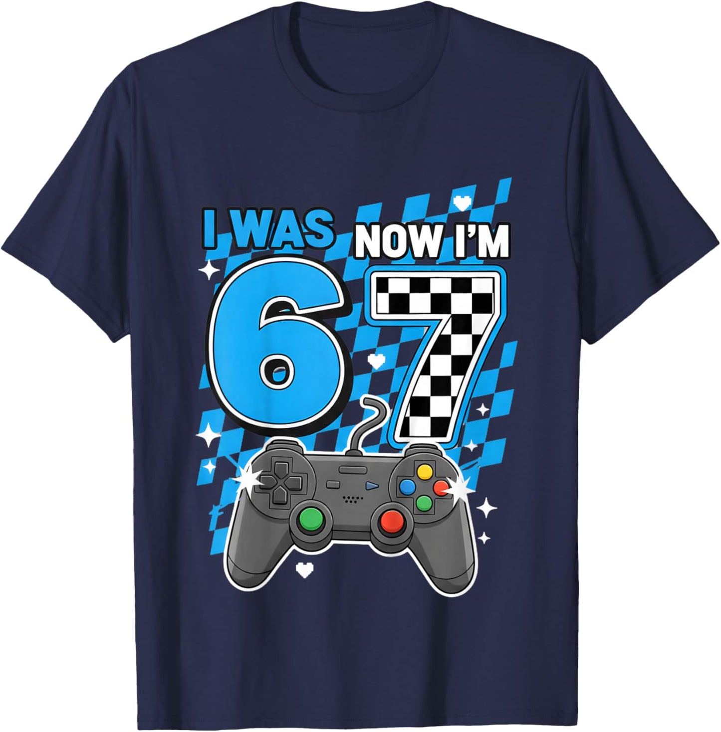 I was 6 Now Im 7 Game Controller 7th Birthday Boy Gamer T-Shirt - T-Shirt | Navy