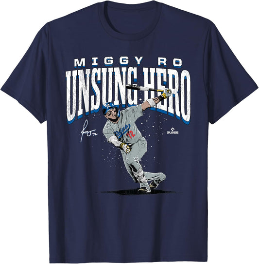 Miguel Rojas Unsung Hero Los Angeles Baseball MLBPA T-Shirt - T-Shirt | Navy