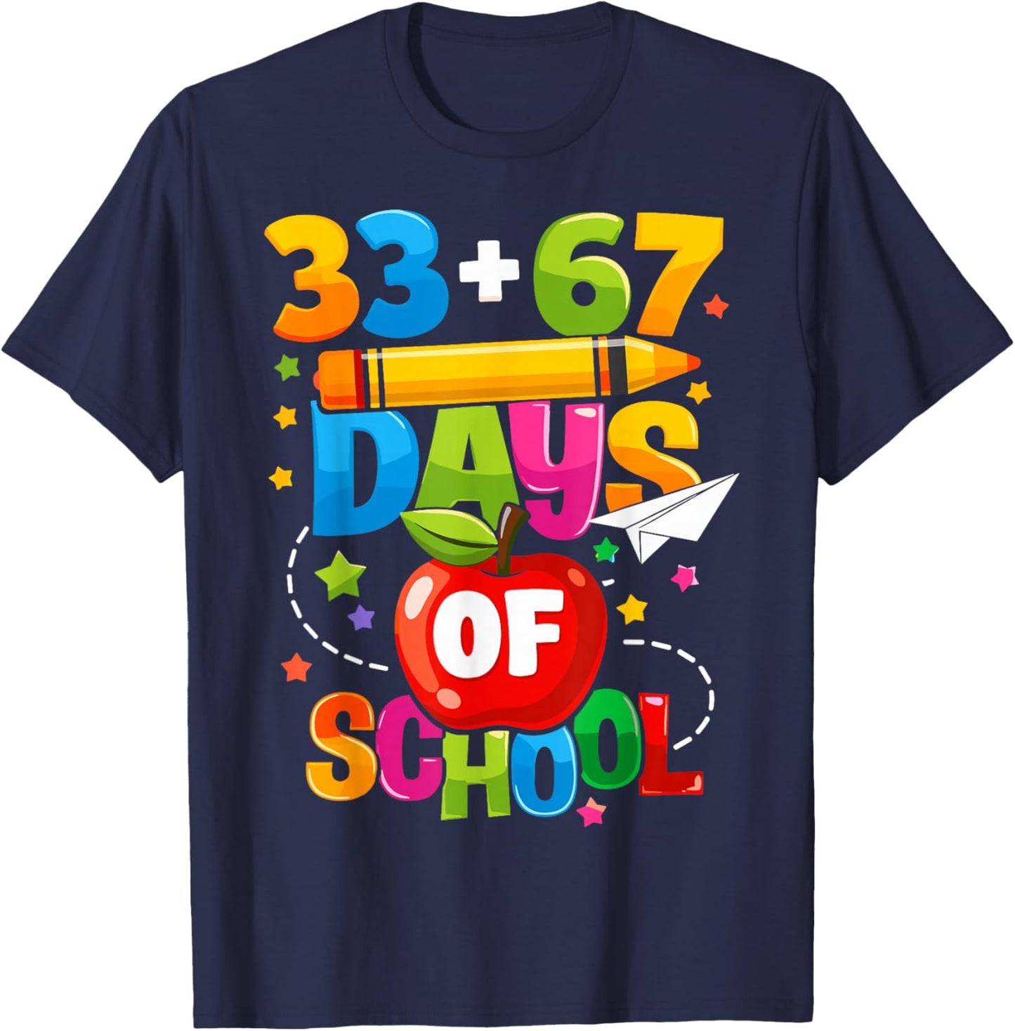 I Survived 67 33 Days of School for Teacher Kids 100th Days T-Shirt - T-Shirt | Navy