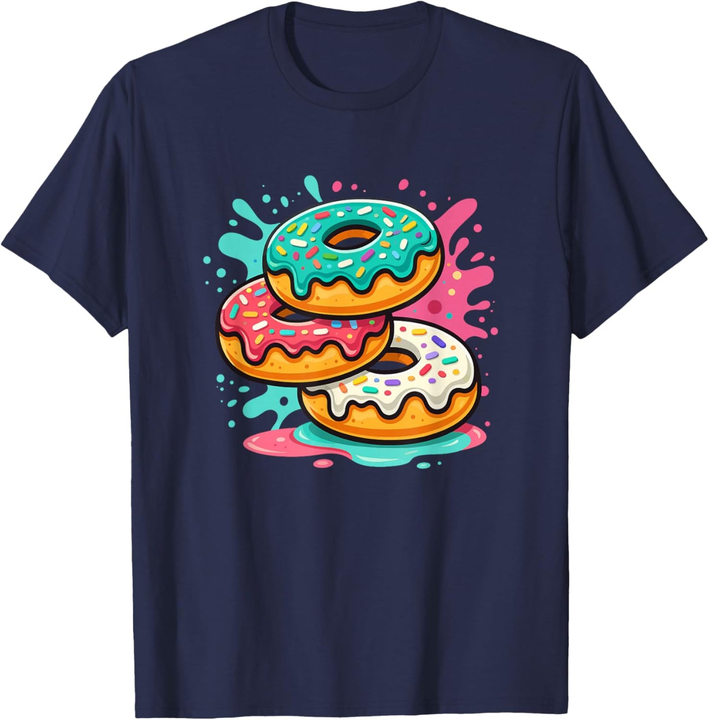 Colorful Donut for Kids who Loves Donuts for Donut Day Fans T-Shirt - T-Shirt | Navy