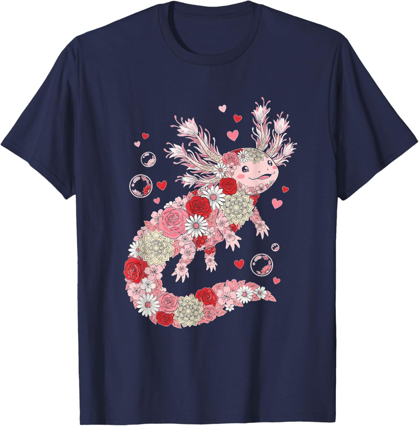 Love Axolotl Valentine Cute Axolotls Lover Valentines Day T-Shirt - T-Shirt | Navy