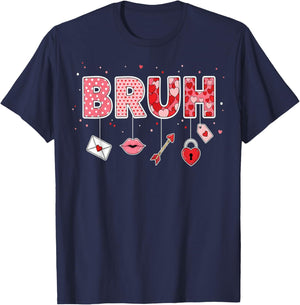 Happy Valentines Bruh Valentine Boys Hearts Kids Men T-Shirt - T-Shirt | Navy
