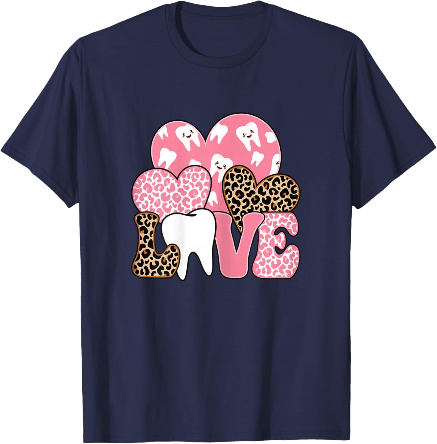 Love Dental Assistant Hygienist Dentist Tooth Women T-Shirt - T-Shirt | Navy