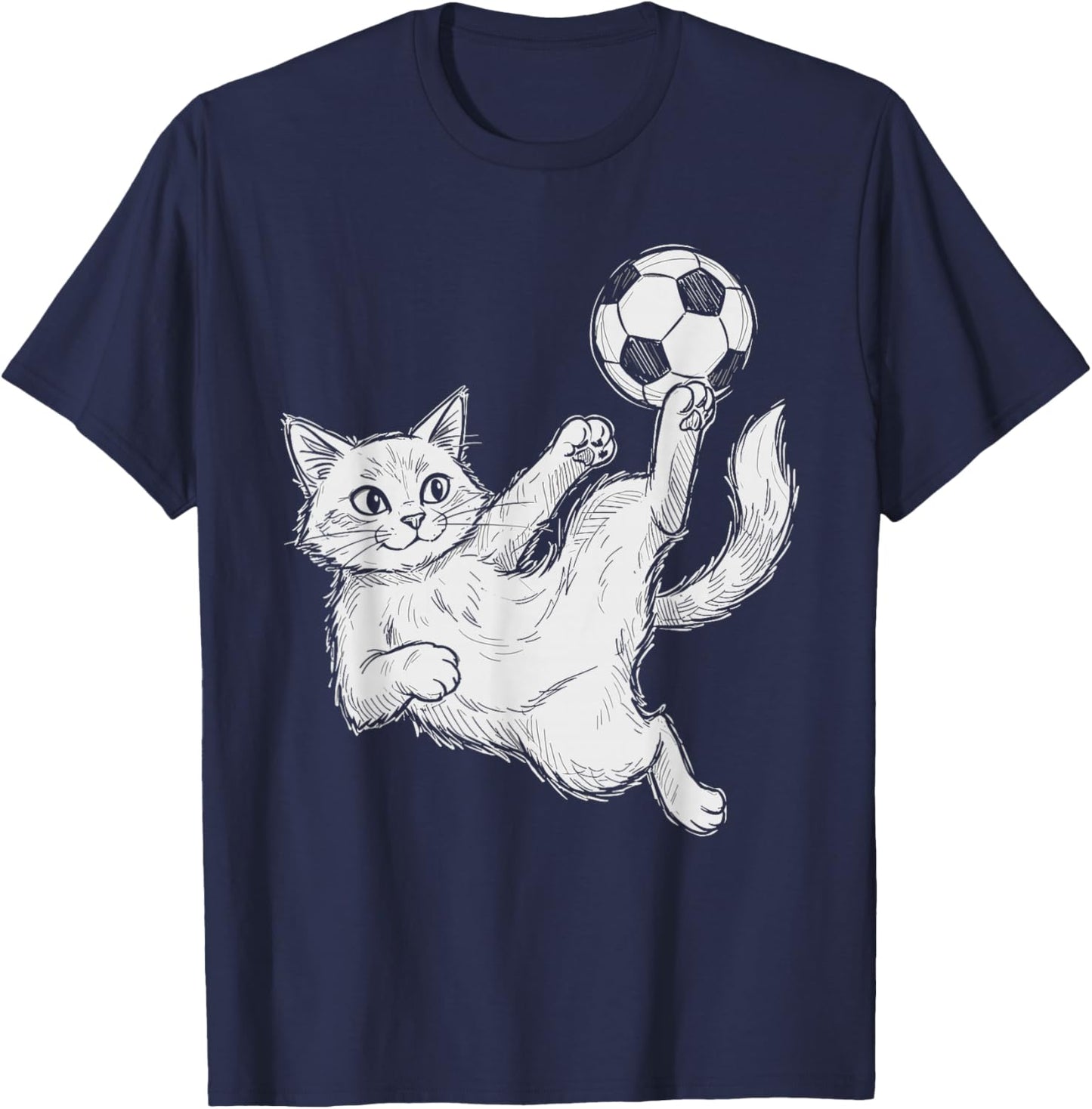 Cat Playing Soccer, Kids & Boys | Soccer Ball, Soccer T-Shirt - T-Shirt | Navy