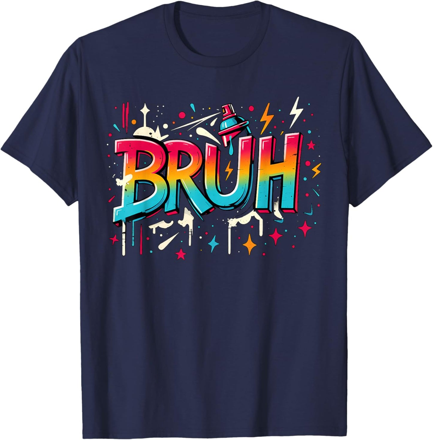Bruh Graffiti Funny Saying Street Art Meme Boys Teens Kids T-Shirt - T-Shirt | Navy