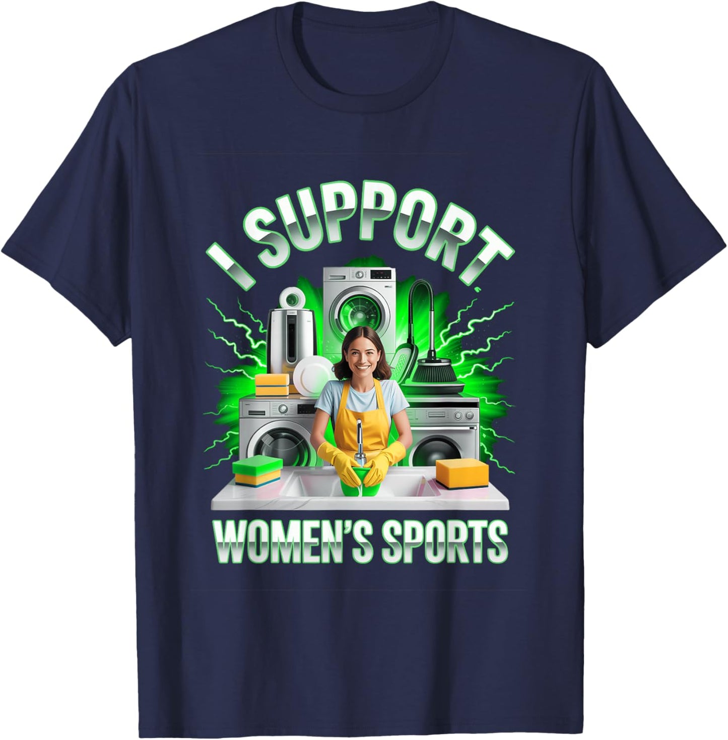 I Support Women's Sports Unwearable Aduld Humor Bootleg T-Shirt - T-Shirt | Navy
