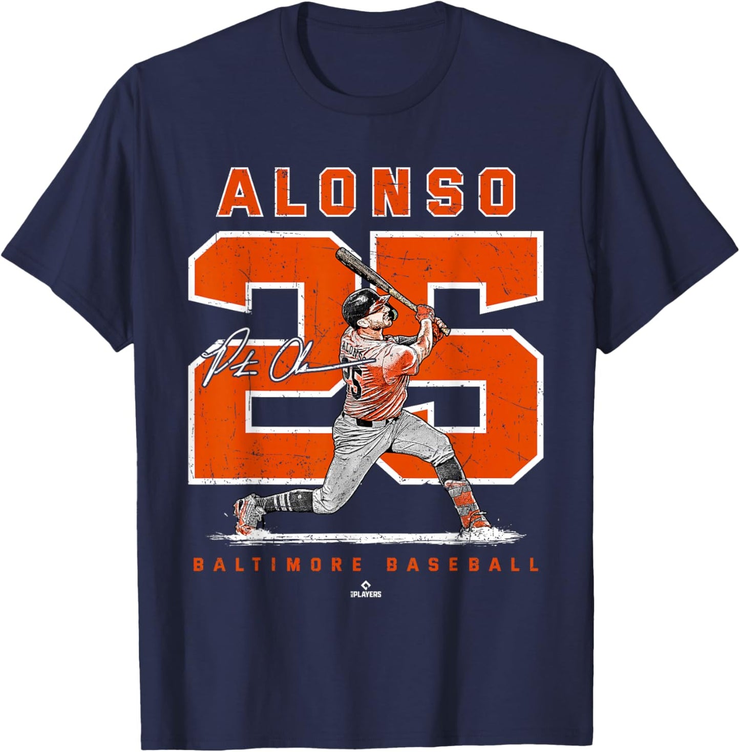 Number and Portrait Pete Alonso Baltimore Baseball MLBPA T-Shirt - T-Shirt | Navy