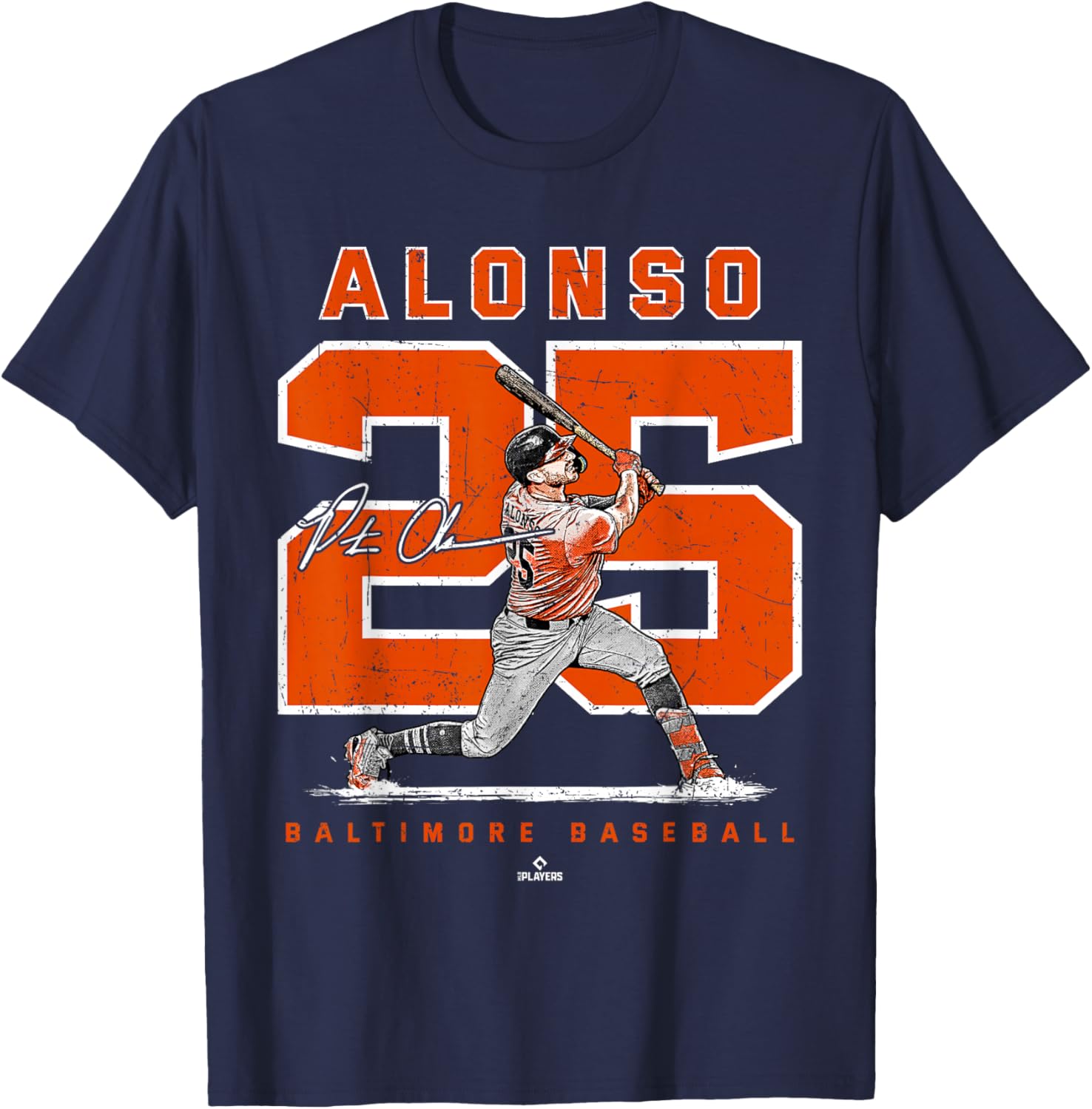 Number and Portrait Pete Alonso Baltimore Baseball MLBPA T-Shirt - T-Shirt | Navy