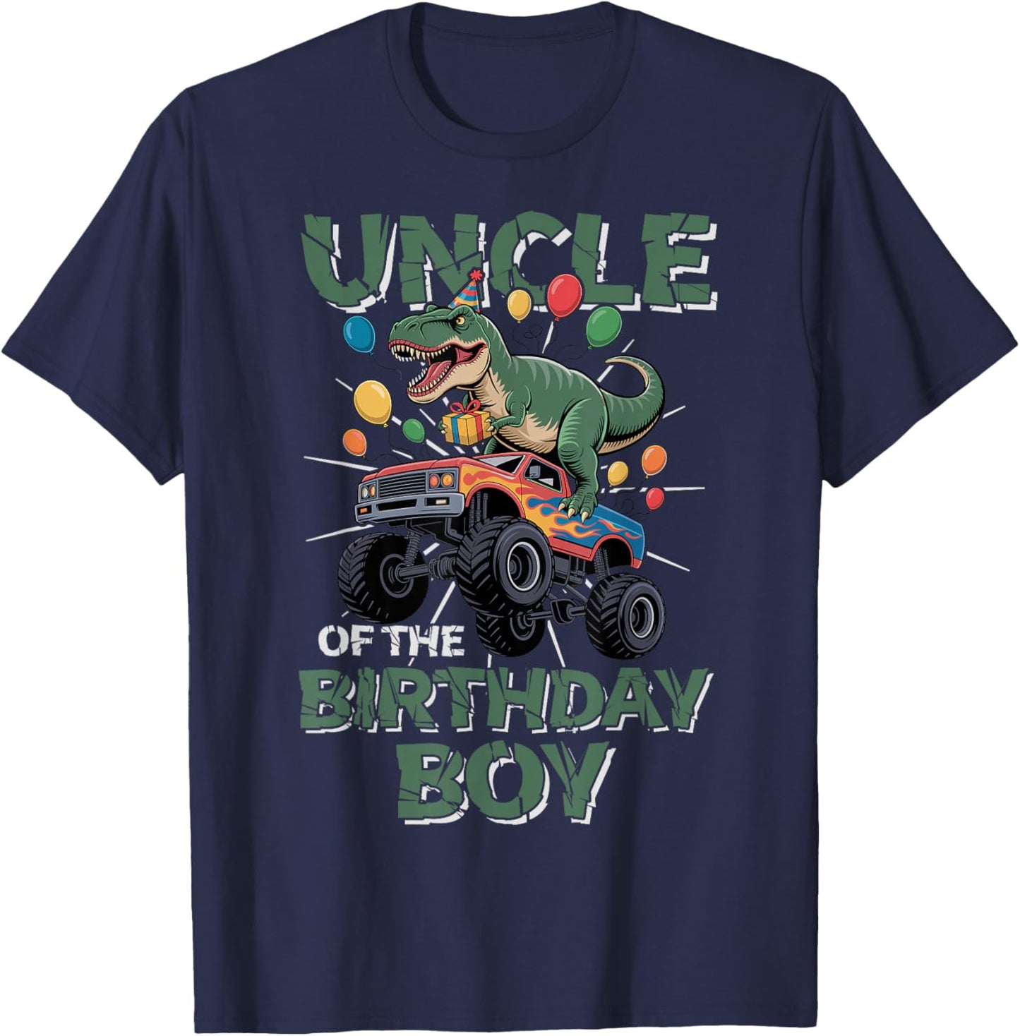 Uncle of The Birthday Party Outfit Monster Truck Uncle T-Shirt - T-Shirt | Navy