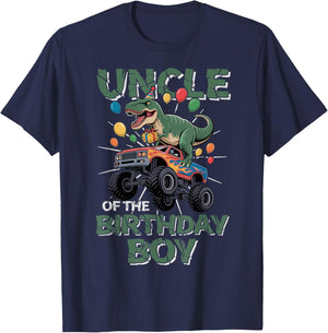 Uncle of The Birthday Party Outfit Monster Truck Uncle T-Shirt - T-Shirt | Navy