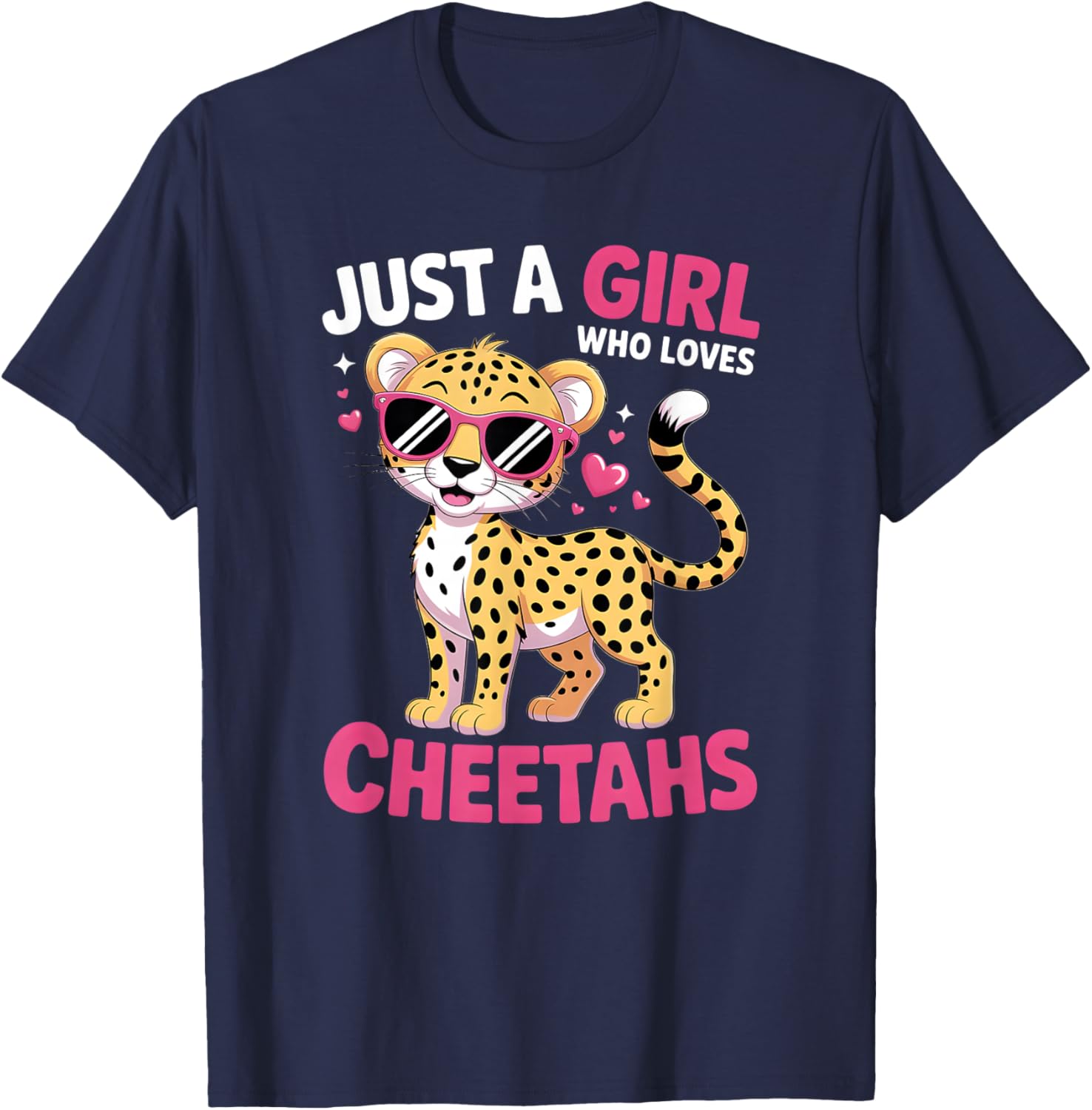 Girls Cheetah T-Shirt - T-Shirt | Navy
